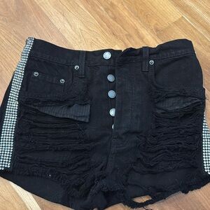 Bedazzled Black Denim Shorts